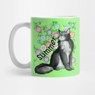 A black and white cat for Summer Mug